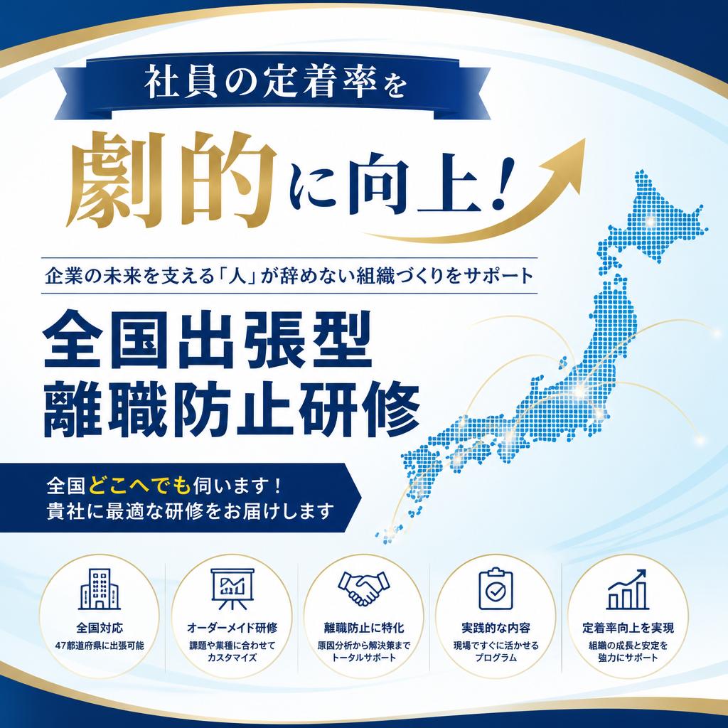 社員の定着率を劇的に向上！全国出張型離職防止研修